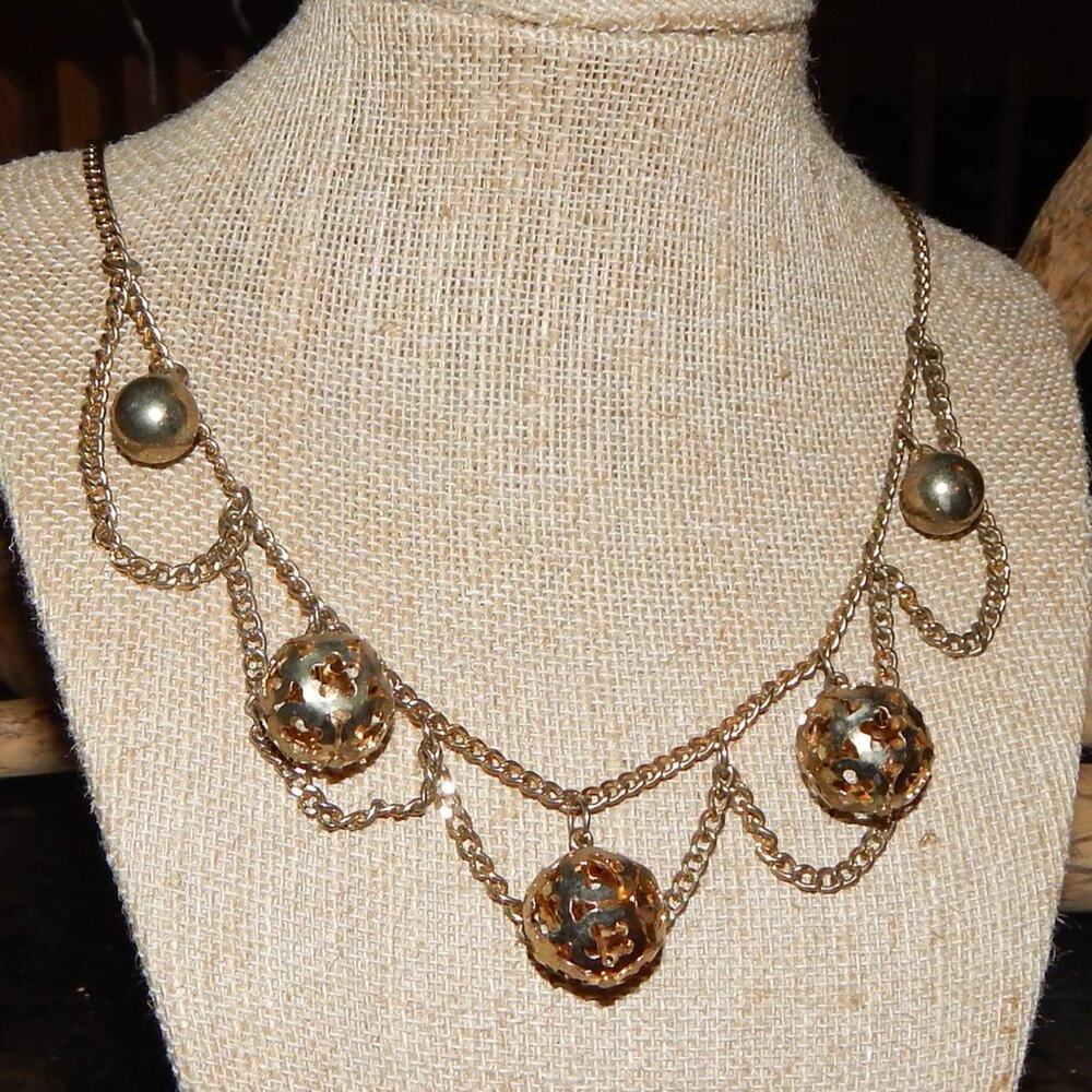 Vintage Golden Have a Ball Necklace